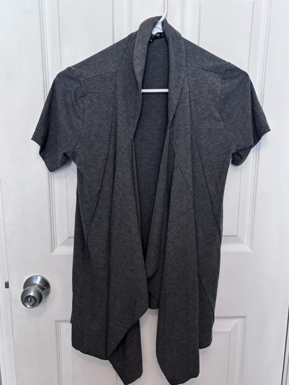 Urban Coco Women’s Short Sleeve Open Front Drapey Waterfall Cardigan Size M